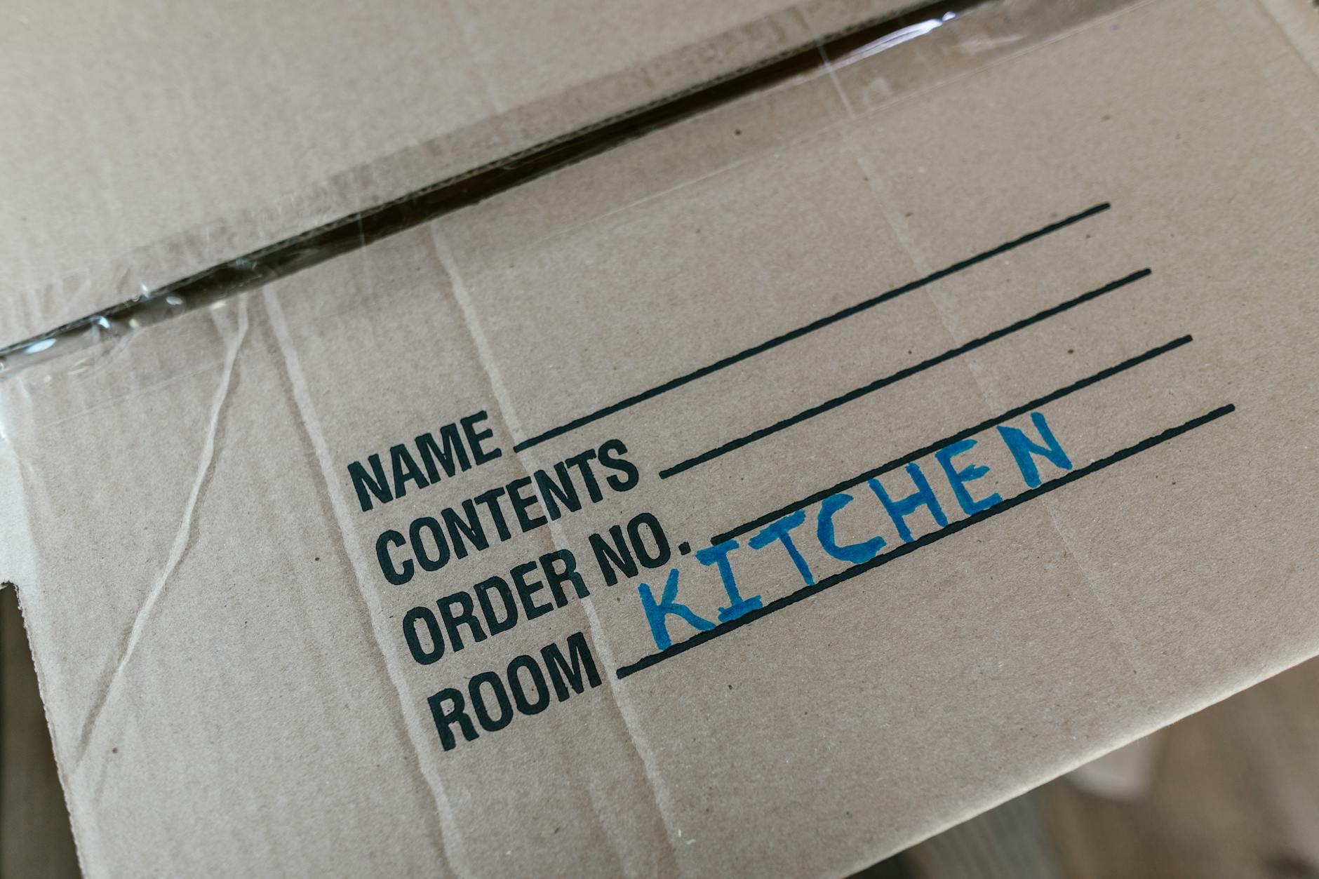 Labeling a moving box before the truck is loaded